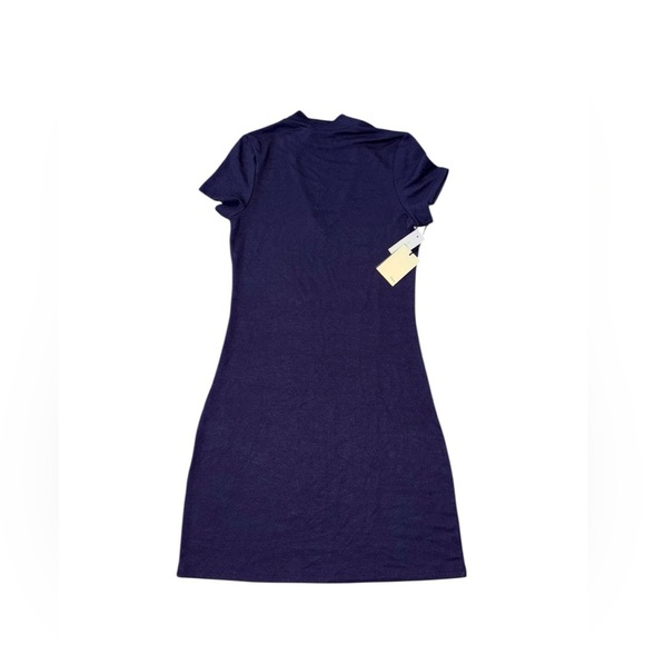 Aritzia Wilfred Free Navy Short Sleeve Chocker Neck Jersey Dondoe Dress Size M - Picture 3 of 10